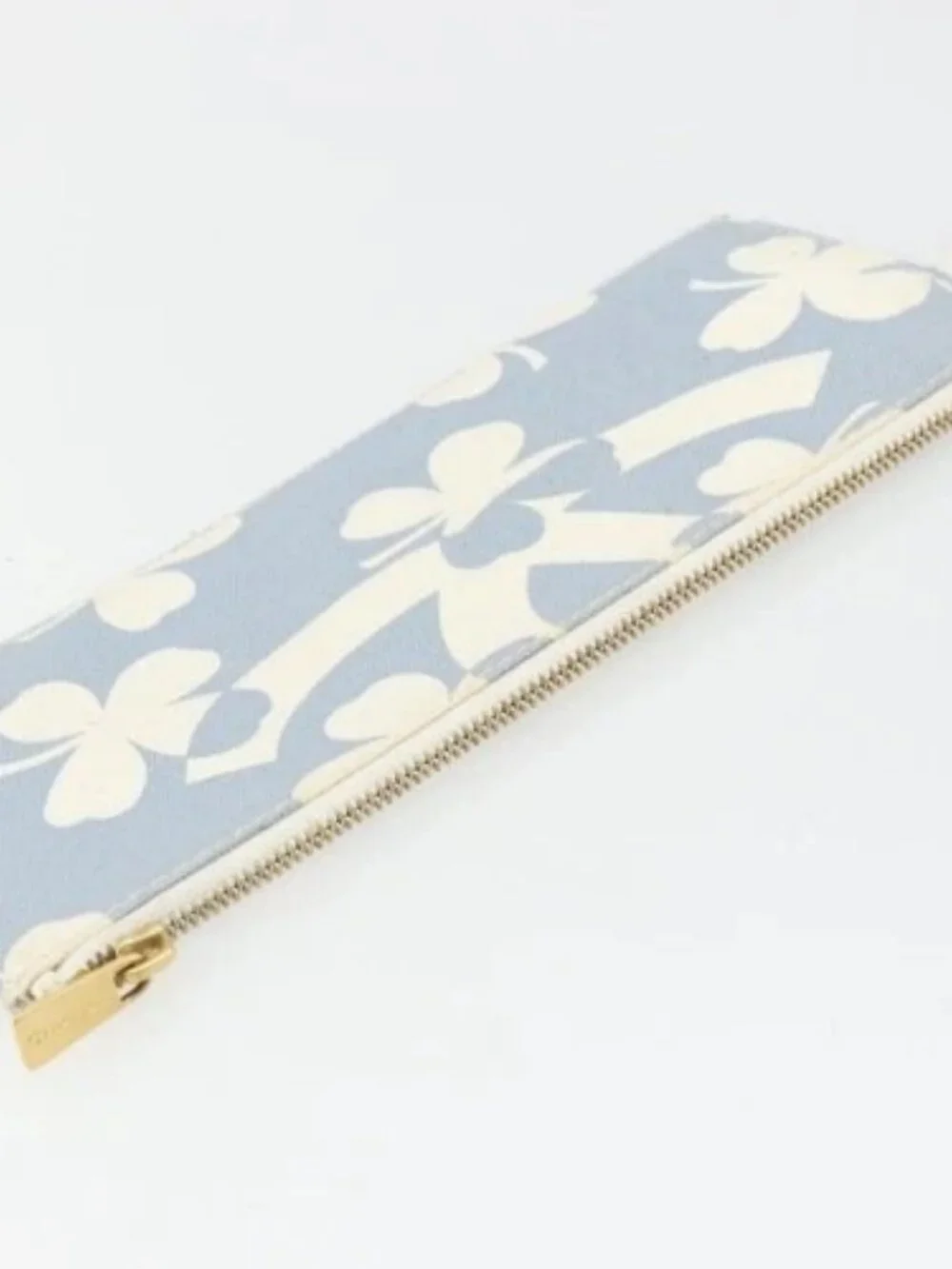 CHANEL COCO Mark Chain Shoulder Bag Canvas Light Blue Gold CC Auth YKZ826A